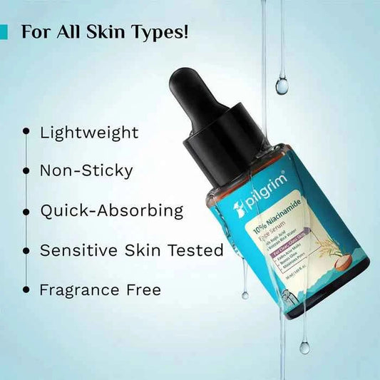Pilgrim 10% Niacinamide Face Serum | With Kojic Acid & Korean Rice Water | Reduces Acne Marks & Minimizes Pores | Glass Skin Serum | 30ml