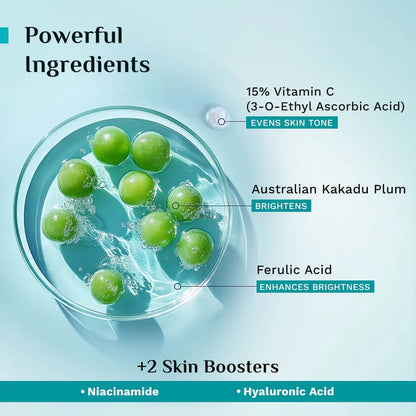 Pilgrim 15% Vitamin C Face Serum | With Ferulic Acid & Australian Kakadu Plum | Advanced Brightening Serum | All Skin Types | 20ml