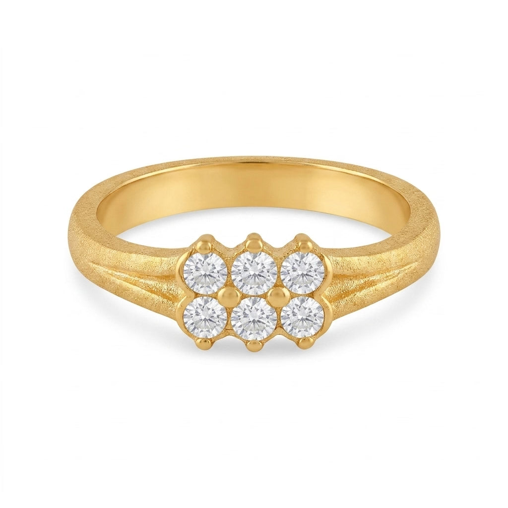 22k gold plated american diamond cluster ring for women
