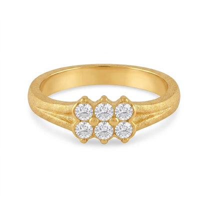 22K Gold Plated American Diamond Cluster Ring for Women
