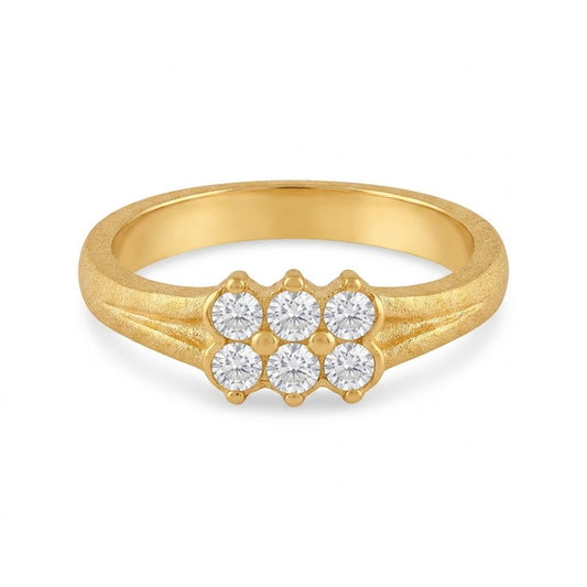 22K Gold Plated American Diamond Cluster Ring for Women