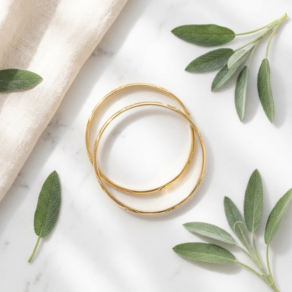 22K Gold Plated Classic Designer Bangles Set for Women, Set of 2