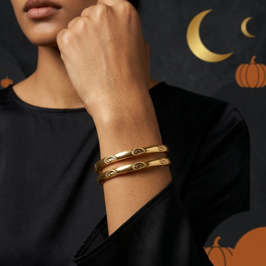22K Gold Plated Classic Designer Bangles Set for Women, Set of 2