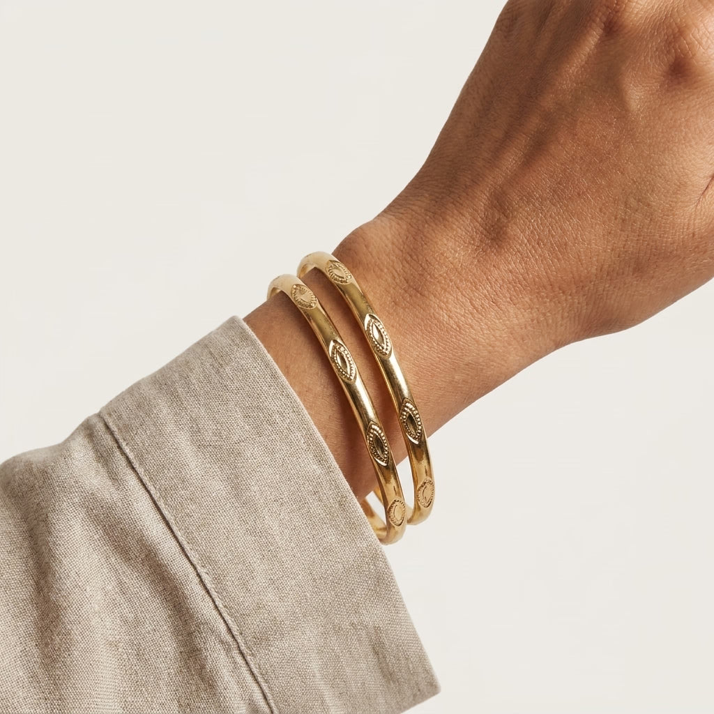 22K Gold Plated Classic Designer Bangles Set for Women, Set of 2