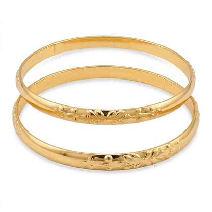 22K Gold Plated Floral Designer Bangles Set for Women, Set of 2