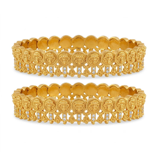 22K Gold Plated Lakshmi Coin Temple Designer Bangles Set for Women