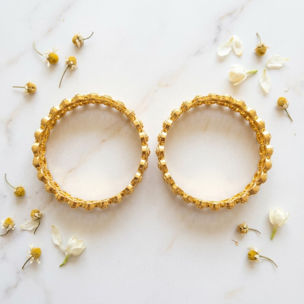 22K Gold Plated Lakshmi Coin Temple Designer Bangles Set for Women