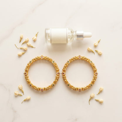 22K Gold Plated Lakshmi Temple Designer Bangles Set for Women, Set of 4
