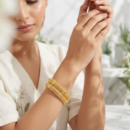 22K Gold Plated Traditional Designer Bangles Set for Women