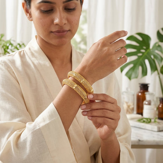 22K Gold Plated Traditional Designer Bangles Set for Women