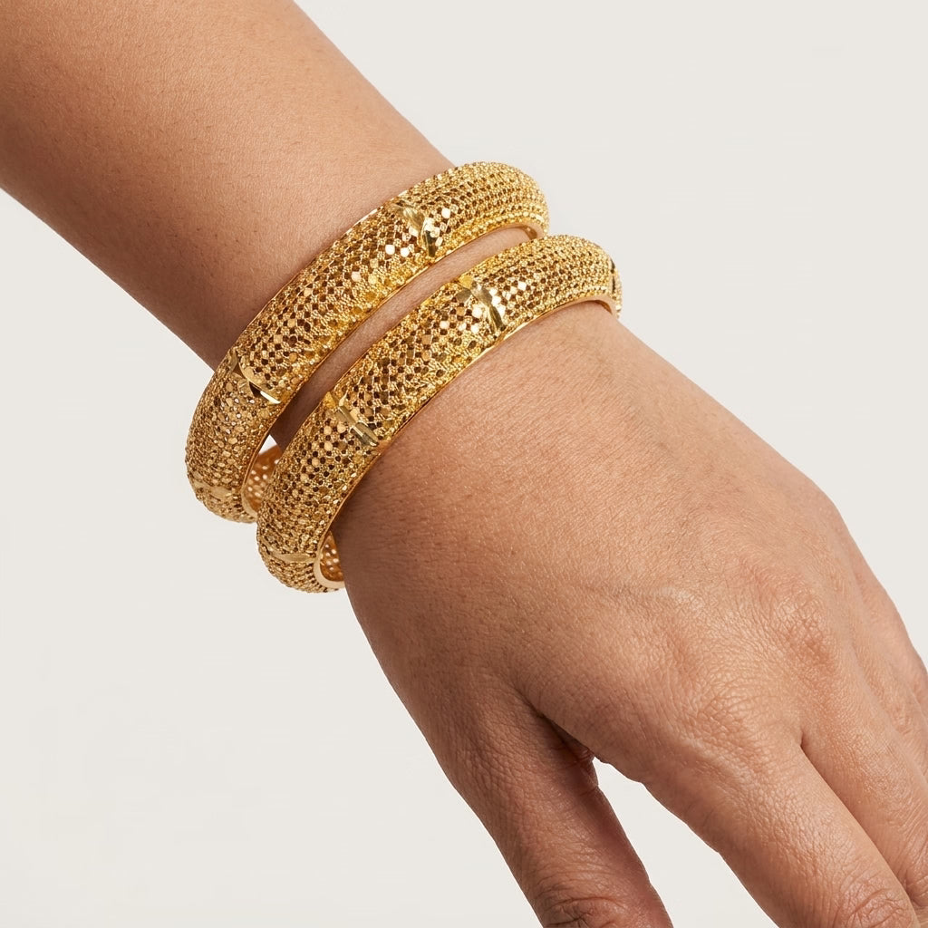 22K Gold Plated Traditional Designer Bangles Set for Women