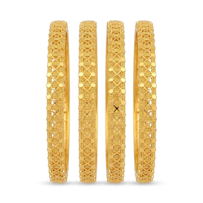 22K Gold Plated Traditional Designer Bangles Set for Women, Set of 4