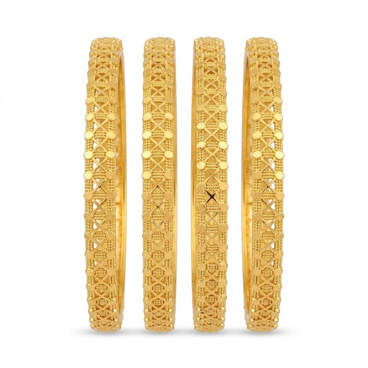 22K Gold Plated Traditional Designer Bangles Set for Women, Set of 4