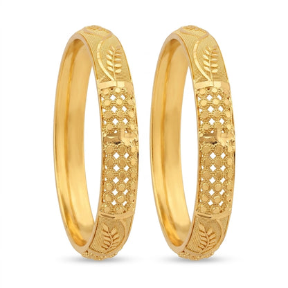 22K Gold Plated Traditional Leaf Designer Bangles Set for Women