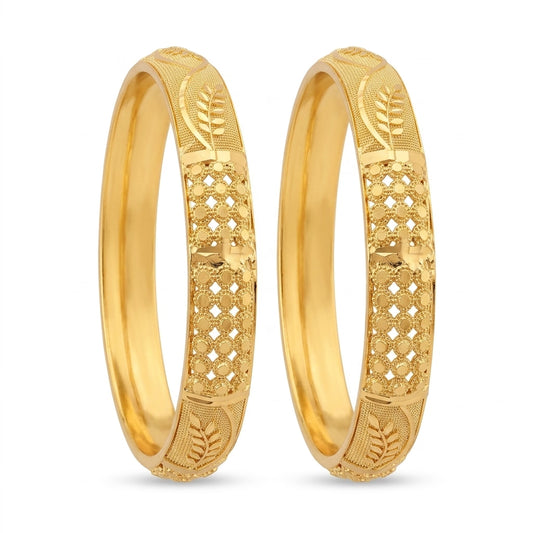 22K Gold Plated Traditional Leaf Designer Bangles Set for Women
