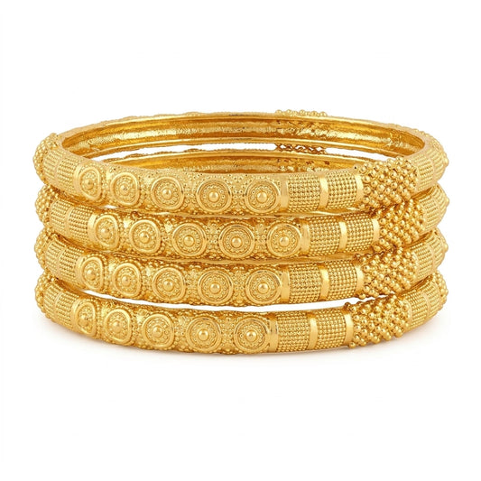 22K Gold Plated Traditional Designer Bangles Set for Women, Set of 4