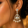 Elegant Pearl Drop Earrings for Women | Crystal White Stone & American Diamond Glamour