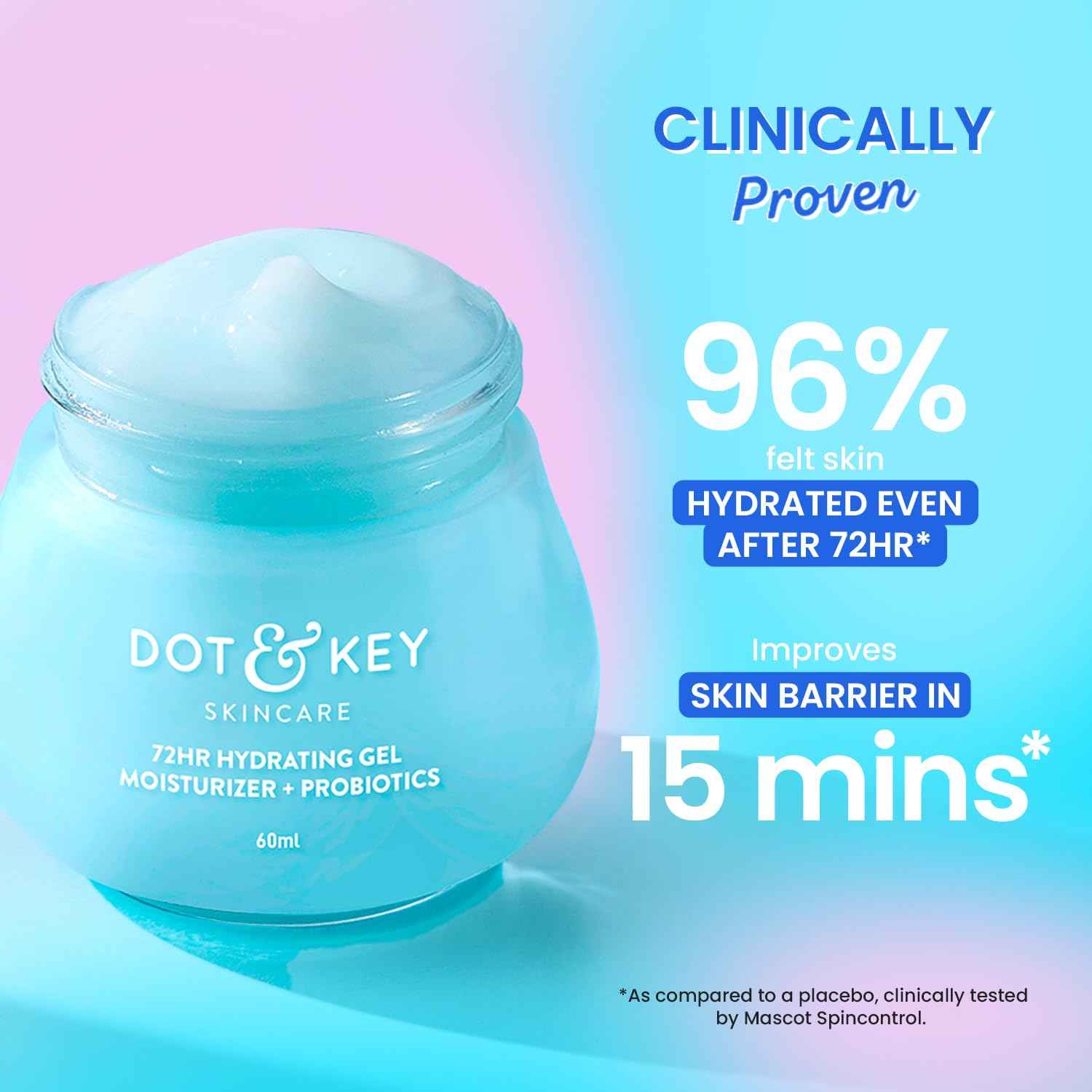 Dot & Key 72Hr Hydrating Gel Moisturizer with Probiotics | Oil Free Moisture Boost Face Gel 60ml - GEHNA OFFICIAL