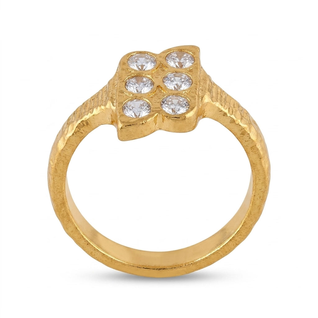 american diamond gold plated ring for women | classic designer cz ring