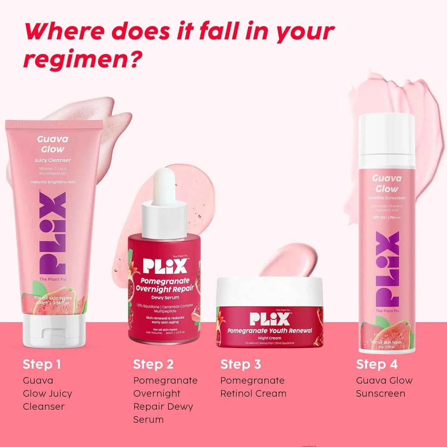 PLIX Pomegranate Overnight Repair Dewy Serum | Squalane, Ceramide Complex & Multi Peptide | Anti-Wrinkle & Night Skin Renewal - GEHNA OFFICIAL