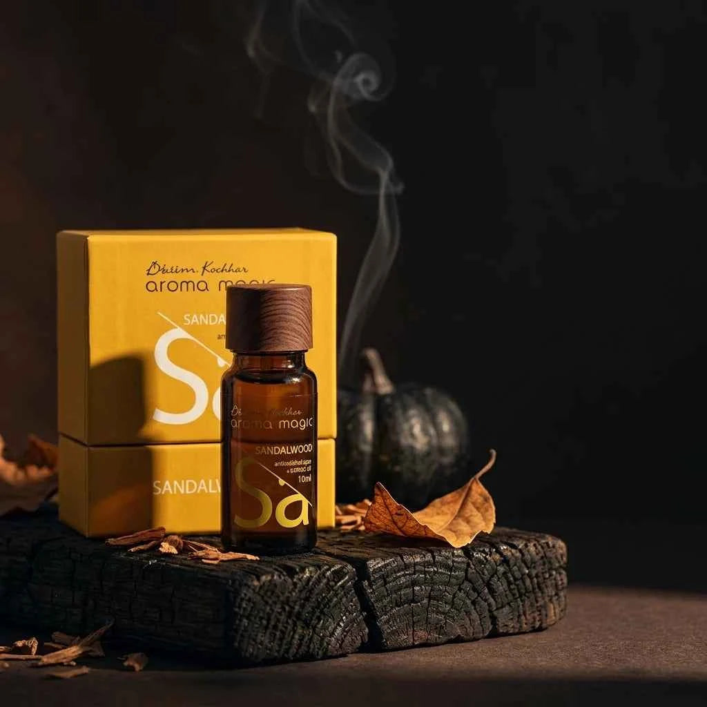 blossom kochhar aroma magic sandalwood essential oil, pure aromatherapy oil for diffuser, massage & daily wellness, 10ml