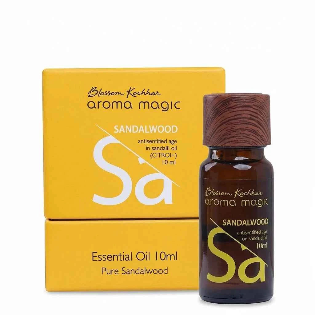 blossom kochhar aroma magic sandalwood essential oil, pure aromatherapy oil for diffuser, massage & daily wellness, 10ml