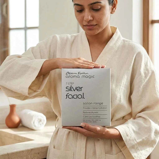 Blossom Kochhar Aroma Magic 7 Step Silver Facial Kit, Salon Facial Kit for Hydrated & Glowing Skin, Single Use, Normal to Dry & Sensitive Skin - GEHNA OFFICIAL