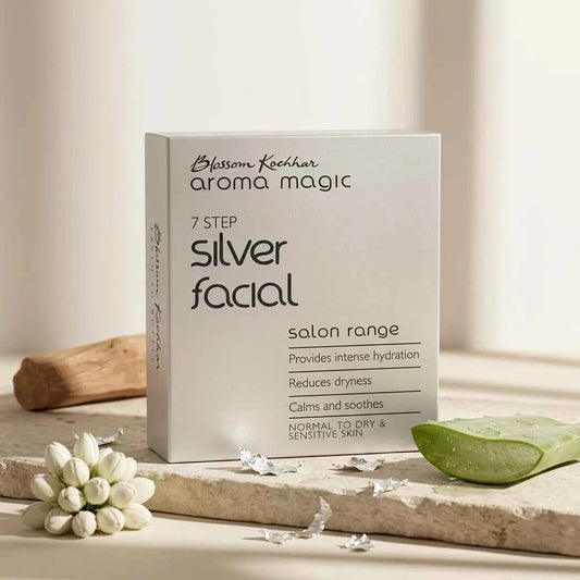 Blossom Kochhar Aroma Magic 7 Step Silver Facial Kit, Salon Facial Kit for Hydrated & Glowing Skin, Single Use, Normal to Dry & Sensitive Skin - GEHNA OFFICIAL