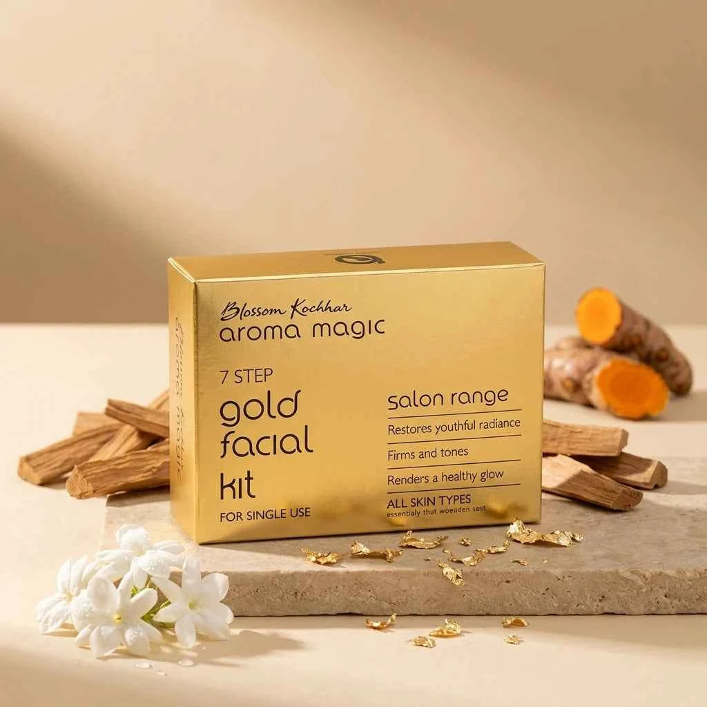 blossom kochhar aroma magic 7 step gold facial kit, single use facial kit for instant glow, all skin types