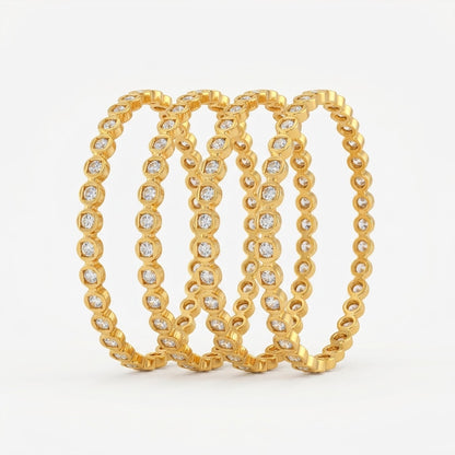 Aurora Spark Gold Plated American Diamond Slim Bangles Set for Women | 4 Piece Designer Stackable Bangles