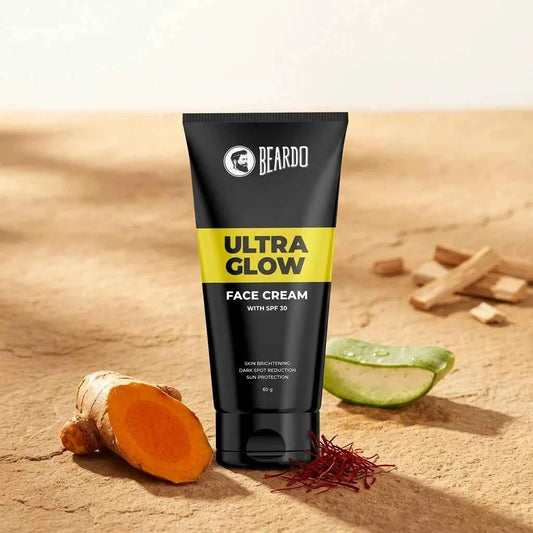 Beardo Ultra Glow Face Cream for Men with SPF 30, Brightening Moisturizer for Daily Sun Protection, 60g - GEHNA OFFICIAL