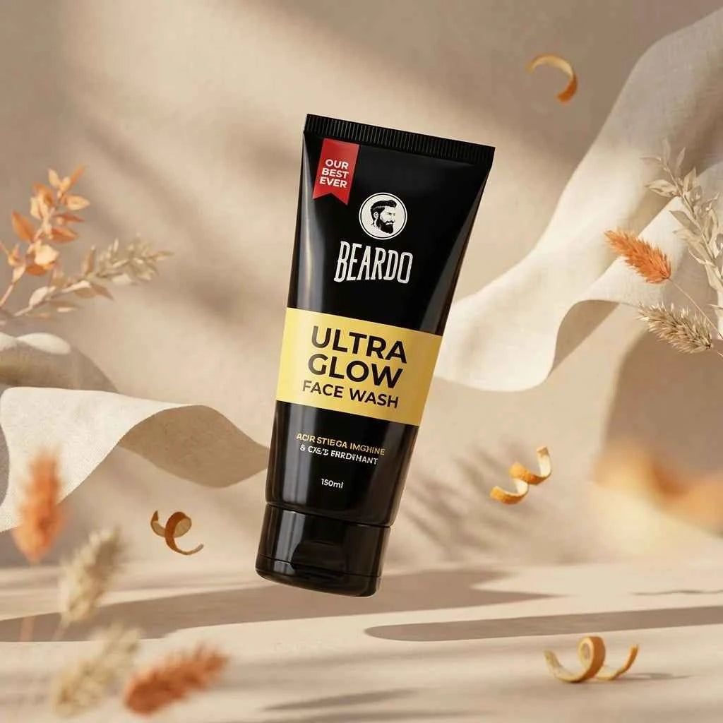 Beardo Ultra Glow Face Wash for Men, Brightening Face Cleanser with Niacinamide, Vitamin C & Kojic Acid, 100g