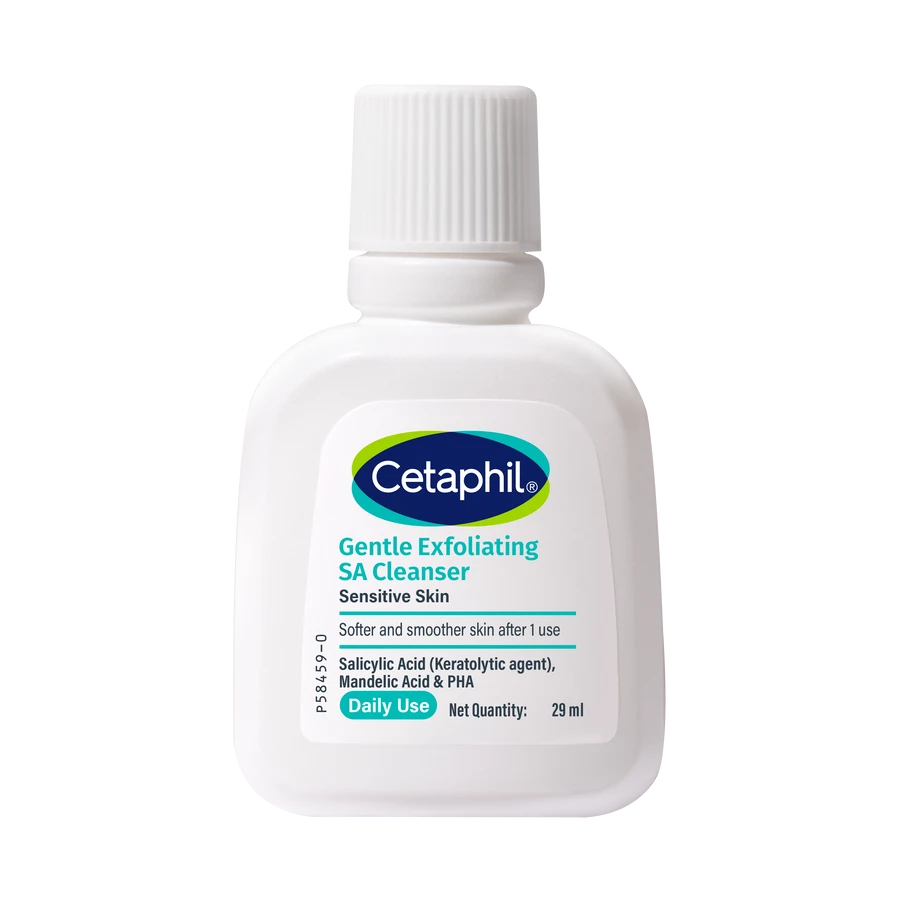 cetaphil gentle exfoliating sa cleanser for sensitive skin | salicylic acid, mandelic acid & pha face wash | daily exfoliating cleanser | 29ml