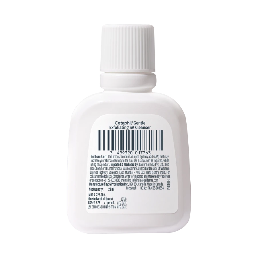 Cetaphil Gentle Exfoliating SA Cleanser for Sensitive Skin | Salicylic Acid, Mandelic Acid & PHA Face Wash | Daily Exfoliating Cleanser | 29ml