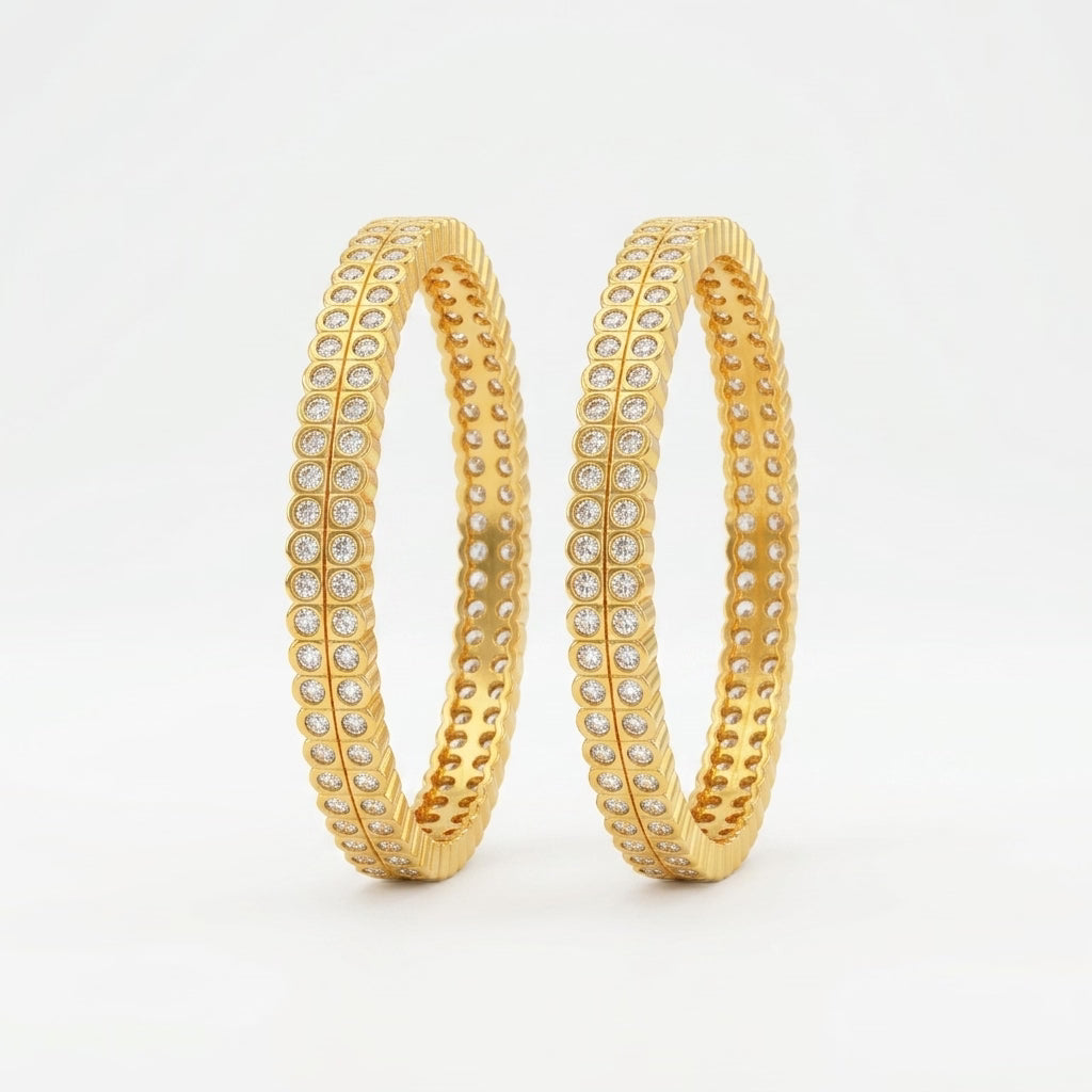 Celeste Infinity Gold Plated American Diamond Bangles for Women | Premium Designer Bangle Pair - GEHNA OFFICIAL