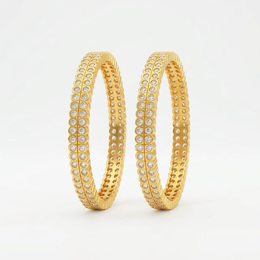 Celeste Infinity Gold Plated American Diamond Bangles for Women | Premium Designer Bangle Pair