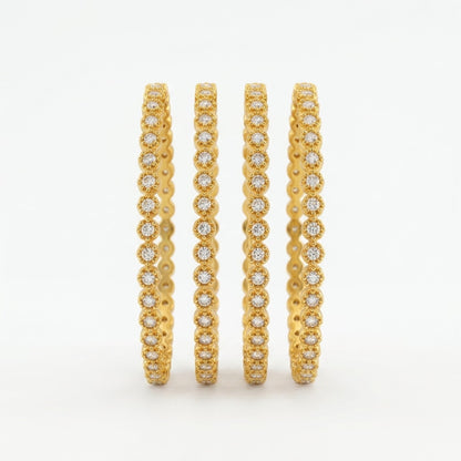 Celestia Sparkle Gold Plated American Diamond Bangles Set for Women | 4 Piece Designer Bangle Set