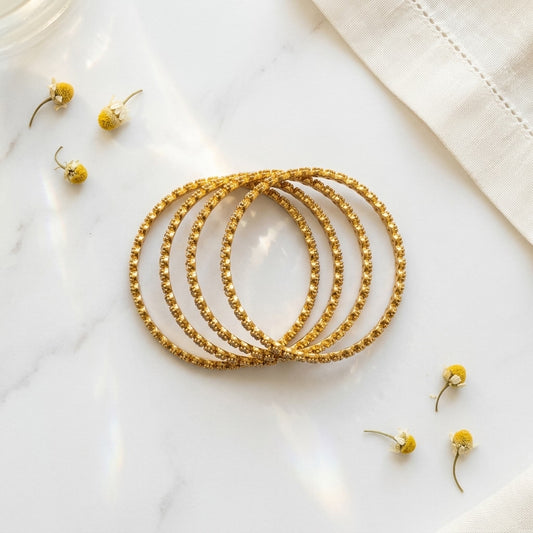 Celestia Sparkle Gold Plated American Diamond Bangles Set for Women | 4 Piece Designer Bangle Set