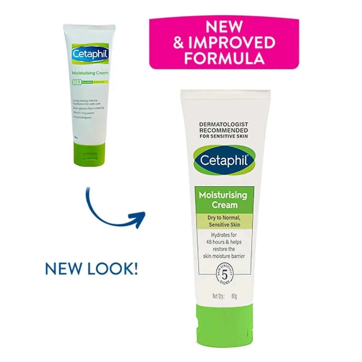 Cetaphil Moisturising Cream for Dry to Normal Sensitive Skin | 48 Hour Hydration | Restores Skin Moisture Barrier | Face & Body Moisturizer | 80g