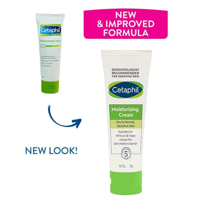 Cetaphil Moisturising Cream for Dry to Normal Sensitive Skin | 48 Hour Hydration | Restores Skin Moisture Barrier | Face & Body Moisturizer | 80g