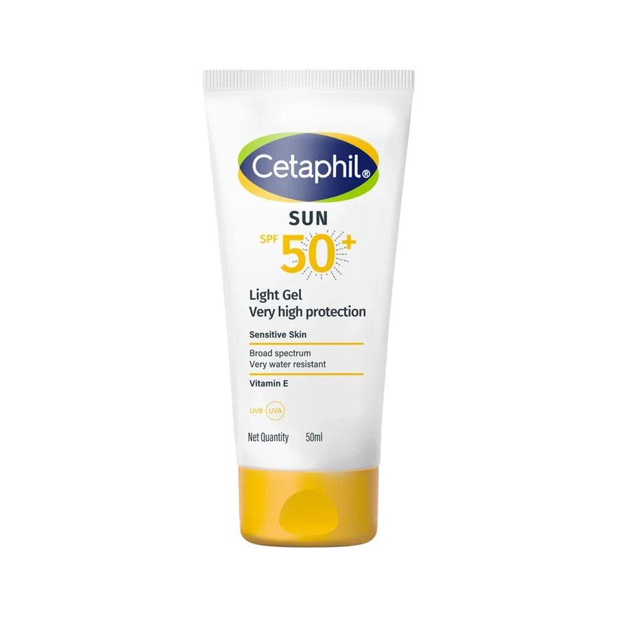 cetaphil sun spf 50+ light gel sunscreen for sensitive skin | broad spectrum uva uvb protection | water resistant sunscreen with vitamin e | 50ml