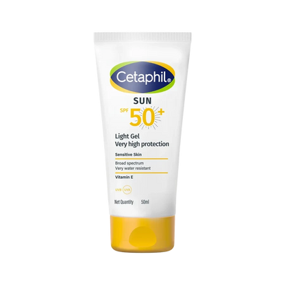 Cetaphil Sun SPF 50+ Light Gel Sunscreen for Sensitive Skin | Broad Spectrum UVA UVB Protection | Water Resistant Sunscreen with Vitamin E | 50ml