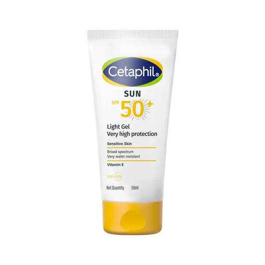 Cetaphil Sun SPF 50+ Light Gel Sunscreen for Sensitive Skin | Broad Spectrum UVA UVB Protection | Water Resistant Sunscreen with Vitamin E | 50ml