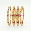 Elevate Your Style with Gold Plated American Diamond Bangles - Crimson Gleam Set