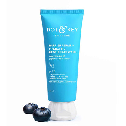 Dot & Key Barrier Repair + Hydrating Gentle Face Wash | 5 Ceramides & Japanese Rice Water Cleanser 100ml - GEHNA OFFICIAL