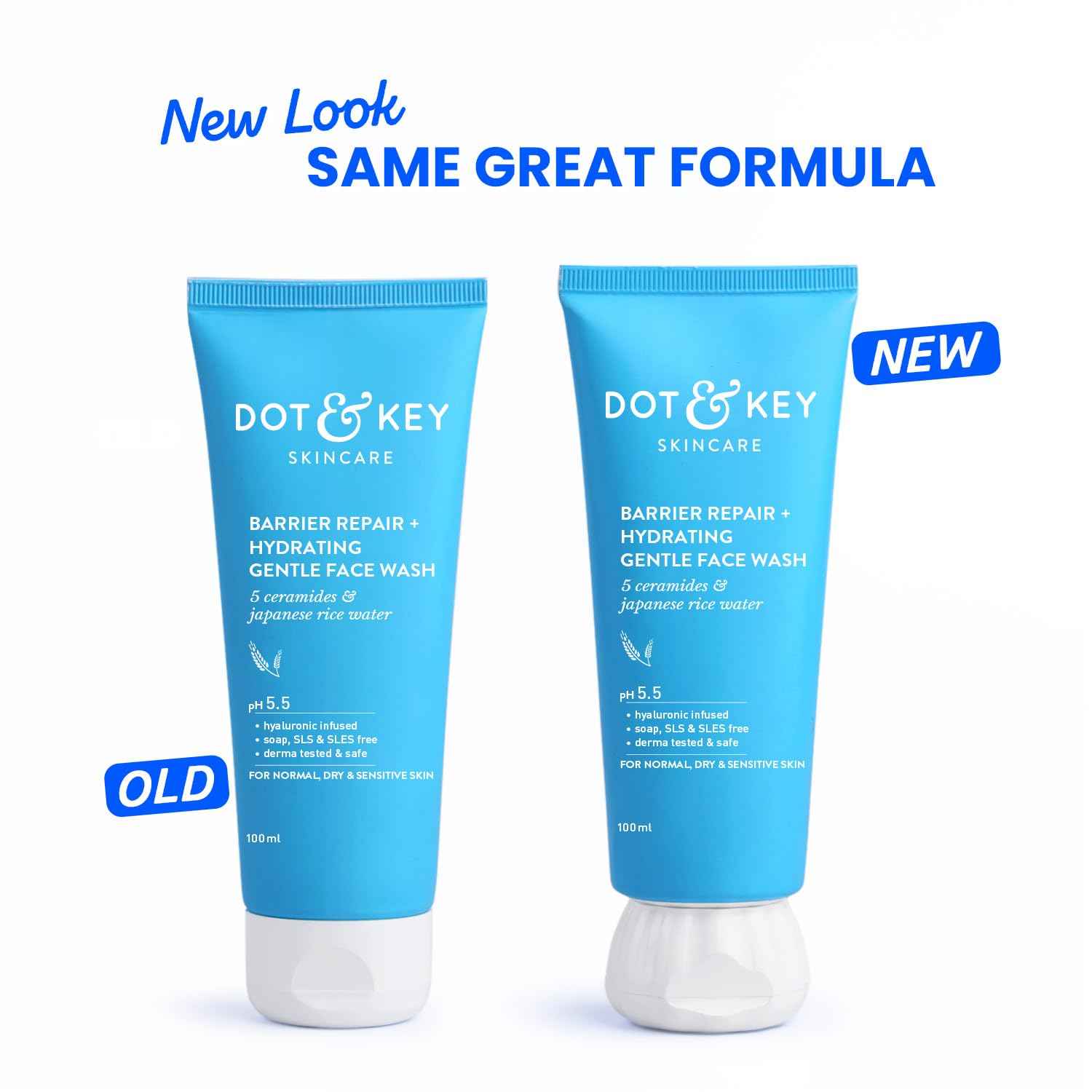 Dot & Key Barrier Repair + Hydrating Gentle Face Wash | 5 Ceramides & Japanese Rice Water Cleanser 100ml - GEHNA OFFICIAL