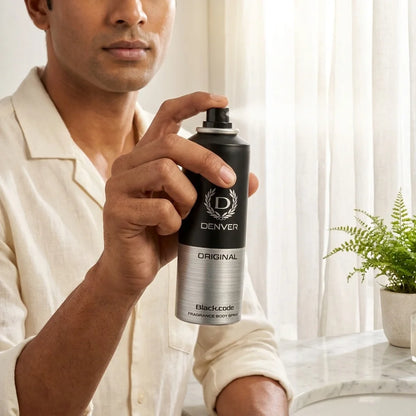 Denver Original Black Code Fragrance Body Spray for Men 150ml Long Lasting Deodorant