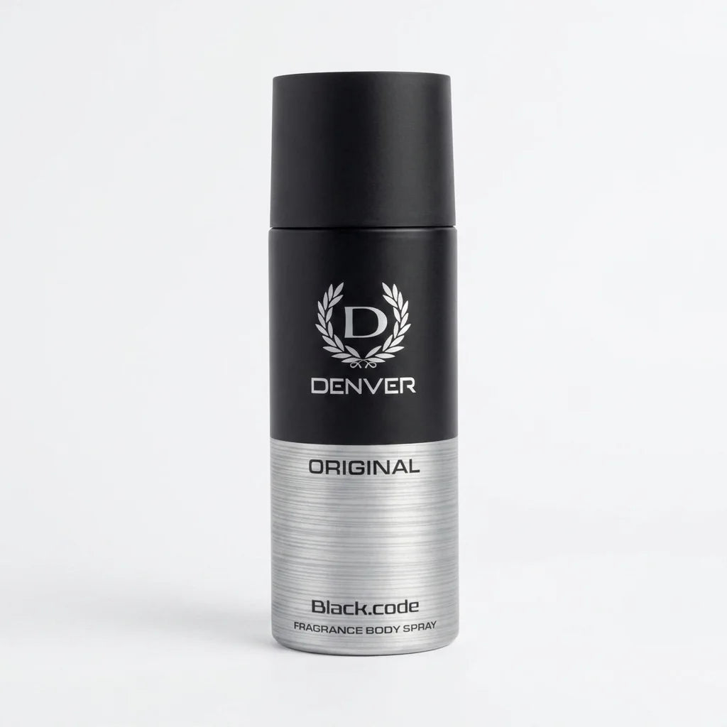 denver original black code fragrance body spray for men 150ml long lasting deodorant