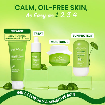 Dot & Key Cica Calming Blemish Clearing Gel Face Wash | Salicylic Acid & Green Tea Cleanser for Acne Prone Skin 100ml - GEHNA OFFICIAL