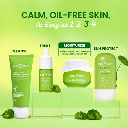Dot & Key Cica Calming Oil Free Moisturizer | Lightweight Hydrating Face Moisturizer for Oily & Acne Prone Skin 60ml - GEHNA OFFICIAL